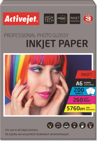 Letër fotografike për printer Activejet (AP6260GR200), A6, 200 copë