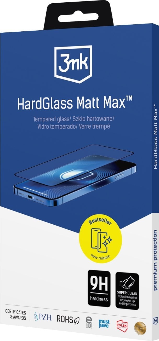 Mbrojtës ekrani 3mk HardGlass Matt Max për iPhone 13 13 Pro 14, xham i temperuar, matt, transparent