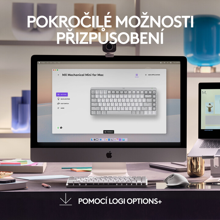 Tatierë Logitech MX Mechanical Mini për Mac, gri e çelët