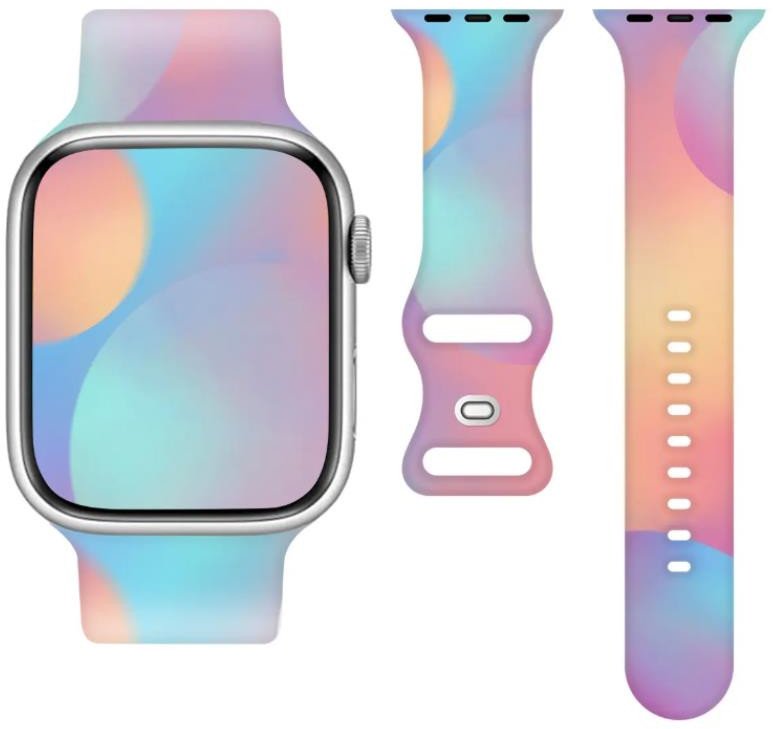 Rrip silikoni për smartwatch, 20mm, universal, shumëngjyrësh rainbow