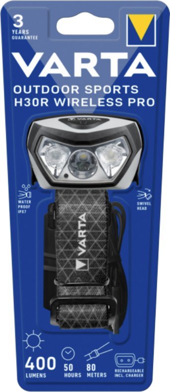 Lampë koke Varta Outdoor Sports H30R, 400 lumen, LED, e zezë