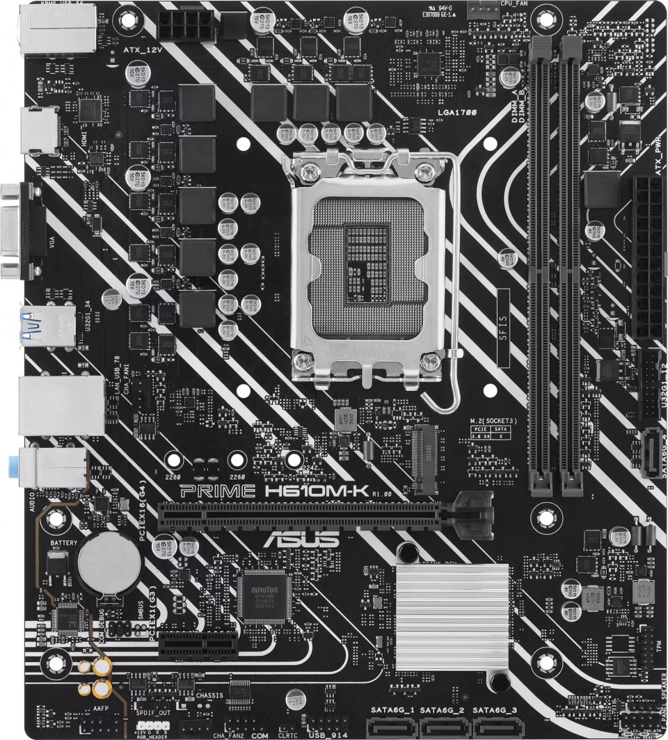 Pllakë amë Asus PRIME H610M-K, PCIe 4.0, DDR5, e zezë