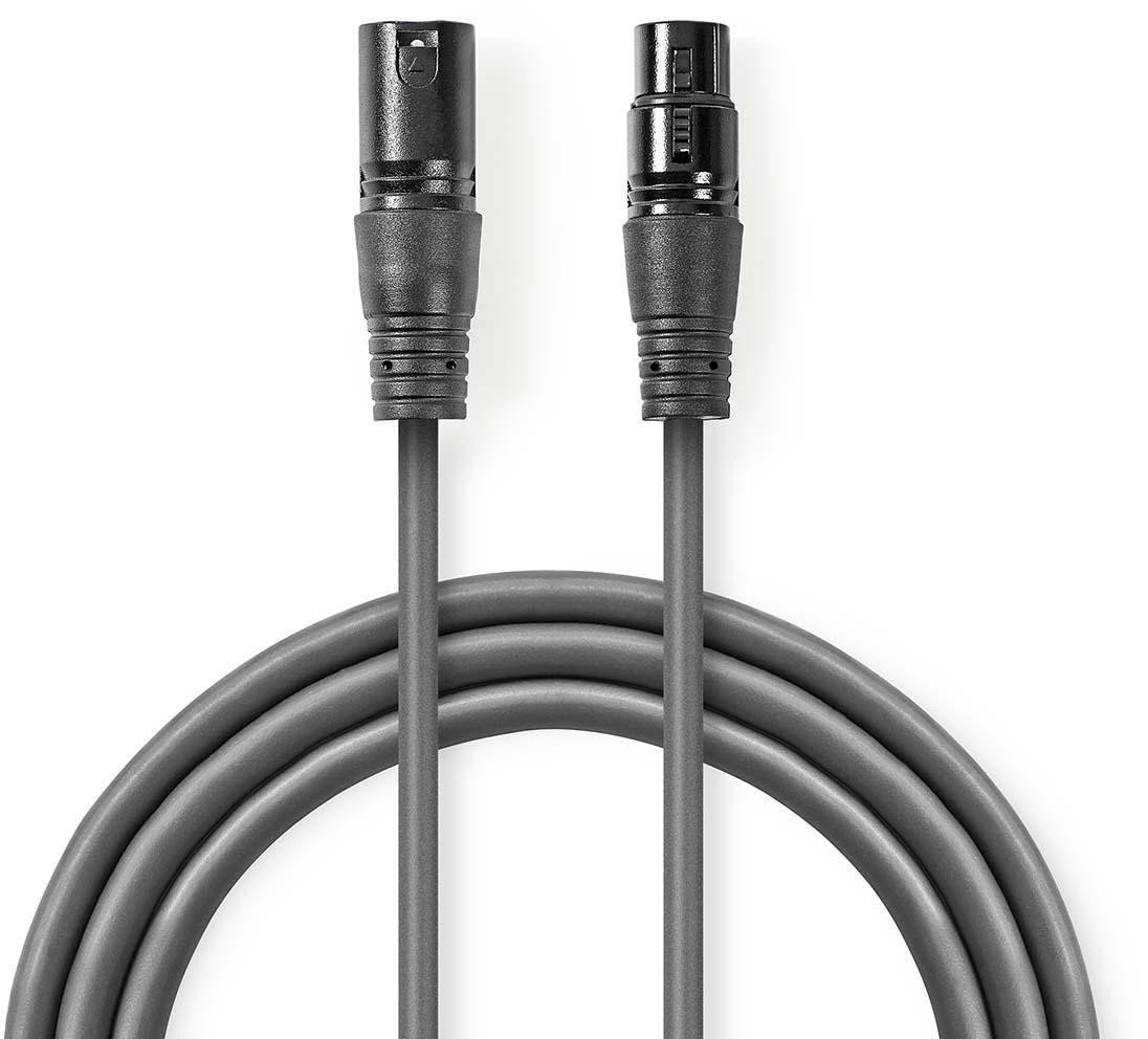 Kabllo audio XLR Nedis OnStage, 1m, XLR 3 pin mashkull në femër, gri