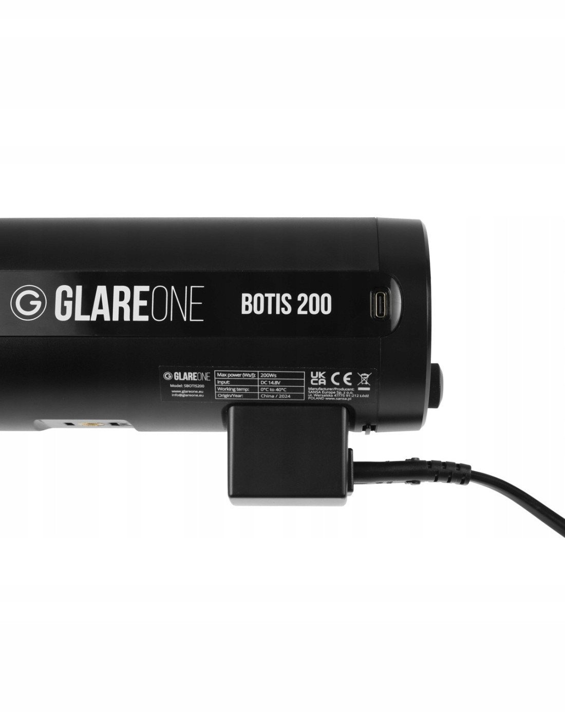Adapter AC GlareOne B200AC Botis 200, për llambë studio, i zi