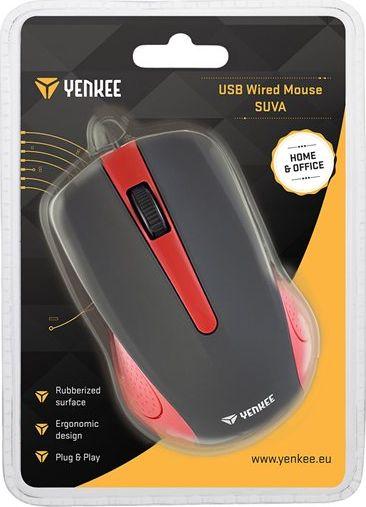 Maus Yenkee YMS, me kabllo, USB, i zi dhe i kuq