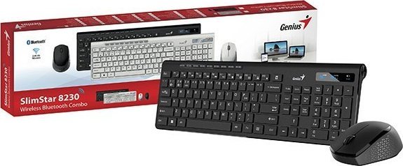 Set tastierë dhe maus Genius SlimStar 8230, wireless dual mode, 1200 DPI, i zi