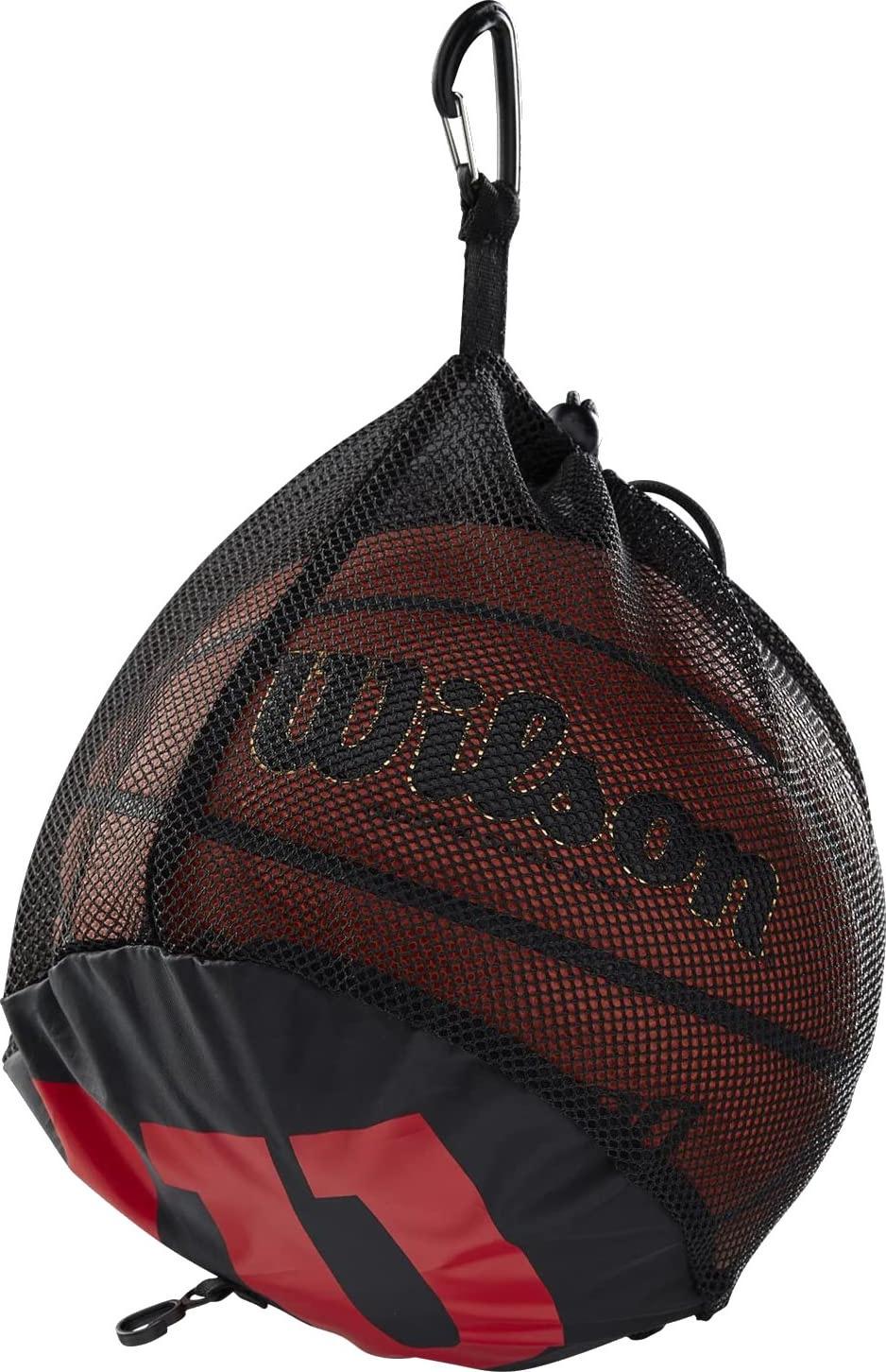 Çantë për top basketbolli Wilson Single WTB201910, poliester, me karabinë, e zezë