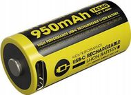 Рикабелна батерија Најткор НЛ169Р 16340, 950mAh, УСБ Ц, жолта