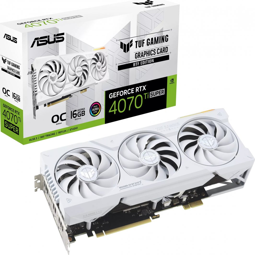 Графичка картичка Asus TUF Gaming GeForce RTX 4070 Ti SUPER OC BTF White 16GB GDDR6X