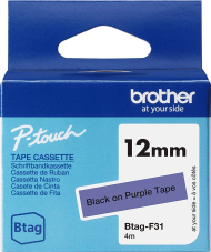 Rrip etiketa Brother BTAGF31, 12mm, tekst i zi në vjollcë