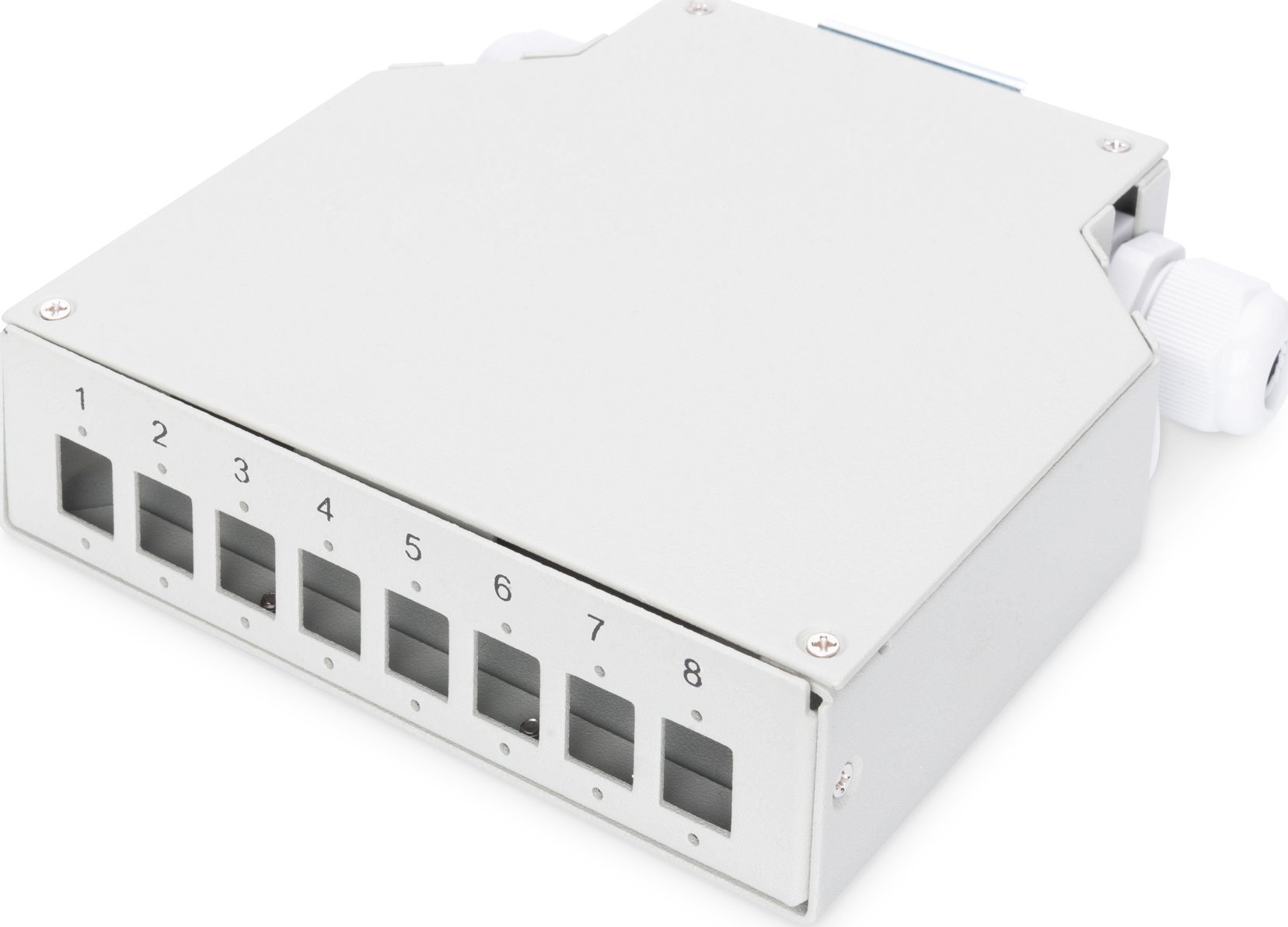 Kuti shpërndarëse optike Digitus Assmann DIN Rail Splice Box, për 8 lidhës LC DX, gri