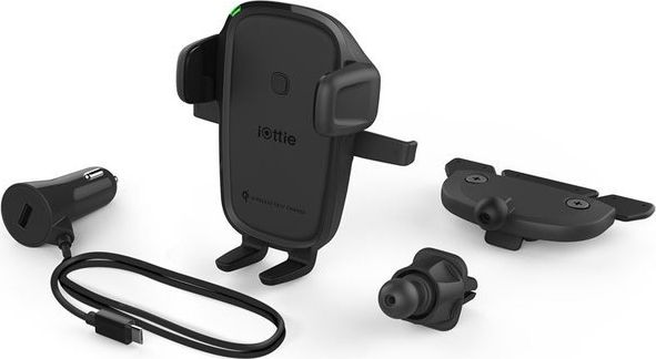 Mbajtëse telefoni për veturë iOttie Easy One Touch Wireless 2, montim në CD dhe grilë ajri, karikim wireless Qi, e zezë