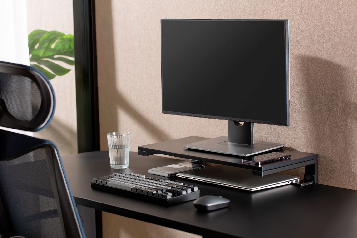 Raft tavoline Mozos ERGO CLAMP, për pajisje kompjuterike, kapëse në tavolinë, i zi