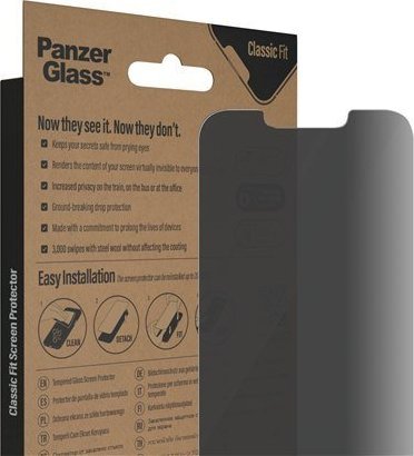 Xham mbrojtës PanzerGlass Privacy Classic Fit për iPhone 14, rezistent ndaj goditjeve, transparent