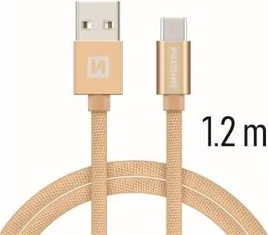 Kabllo USB në USB C Swissten, 1.2m, e artë