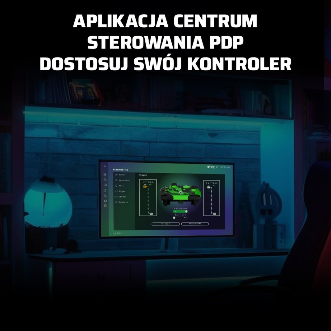 Kontroller PDP XS Rematch, me kabllo, i zi / i gjelbër