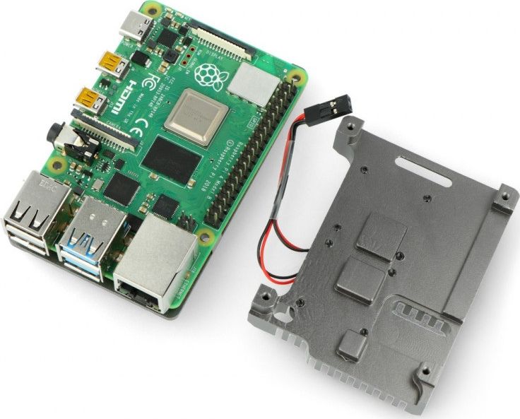 Kuti metalike JustPi për Raspberry Pi 4B DNG-16012, me 2 ventilatorë 3