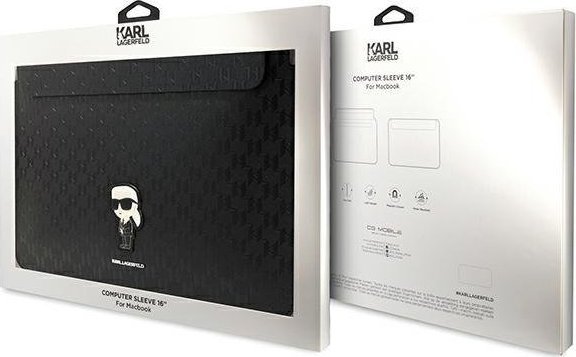 Mbrojtëse laptopi Karl Lagerfeld Saffiano Monogram Ikonik KLCS16SAKHPKK, 16", e zezë