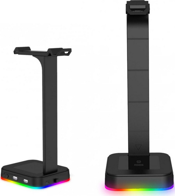 Mbajtëse për kufje Mozos D9 RGB, e zezë