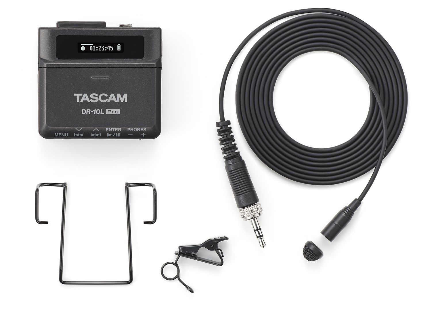 Regjistrues audio Tascam DR-10L Pro, 32-bit, me mikrofon lavalier, i zi
