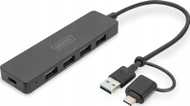 HUB USB Digitus USB 3.0, 4 porta, 5 Gbps, me kabllo 0.2 m