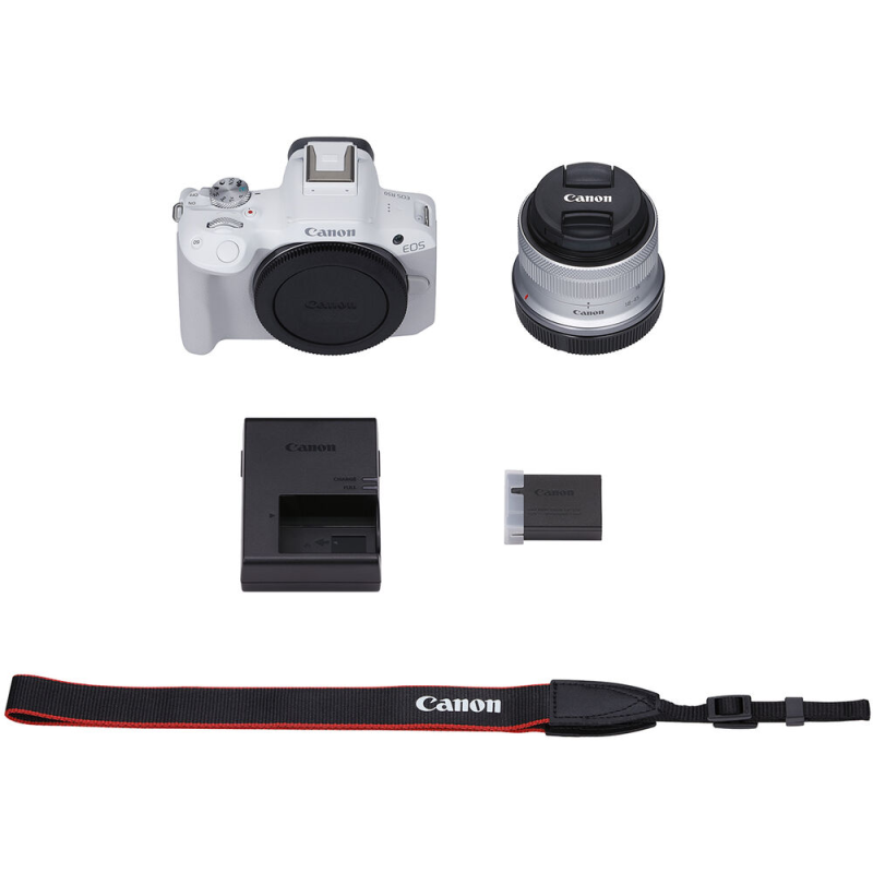 Canon EOS R50 with 18-45mm White