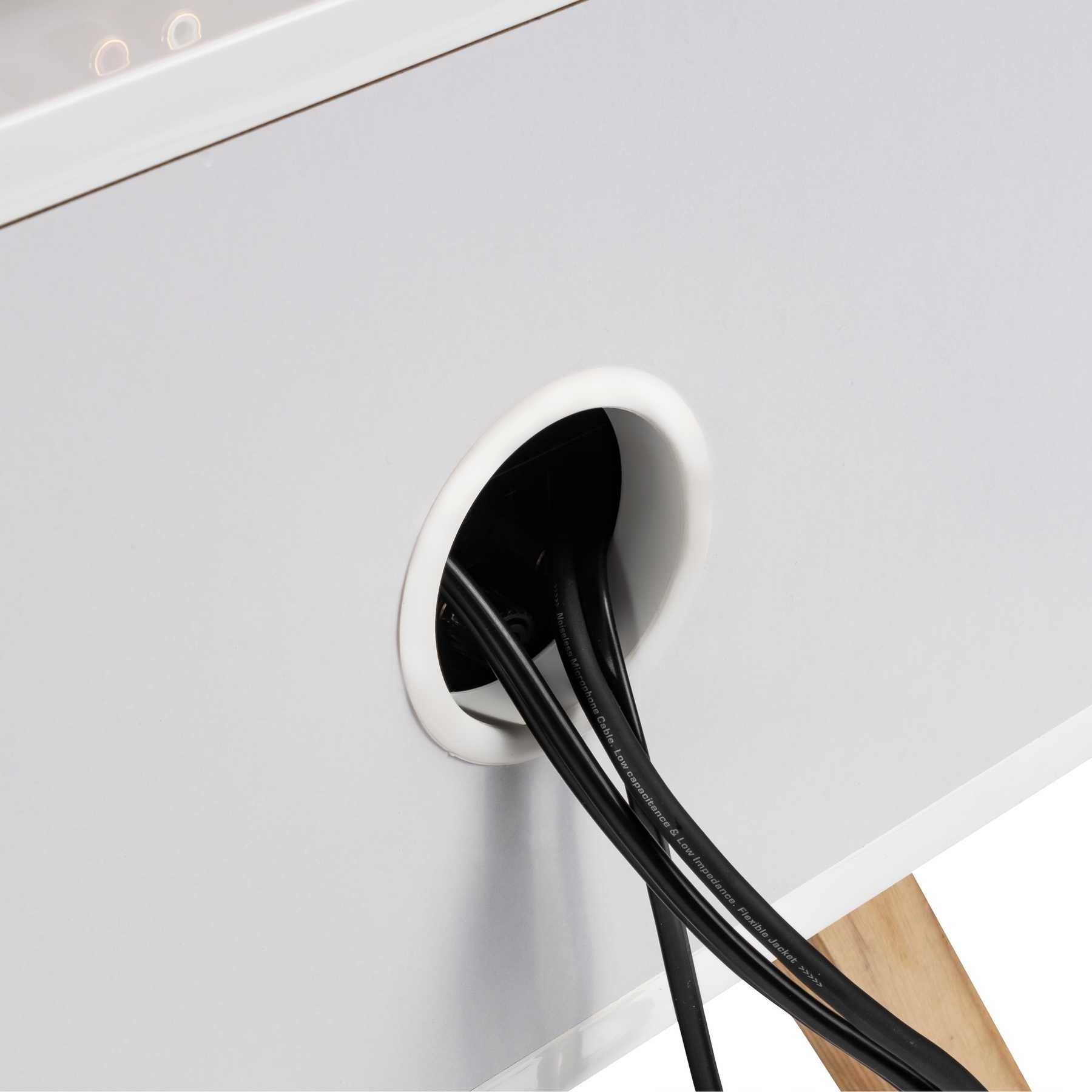 Komodë gramafoni Glorious Turntable Lowboard, hapësirë për 130 vinile, dru i bardhë me shkëlqim