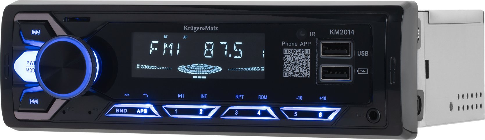 Radio makine Kruger&amp;Matz KM2014, 1DIN, USB Bluetooth, e zezë
