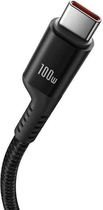 Kabllo karikimi Baseus Fish Eye, USB C në USB C, 100W, 1m spiral, e zezë