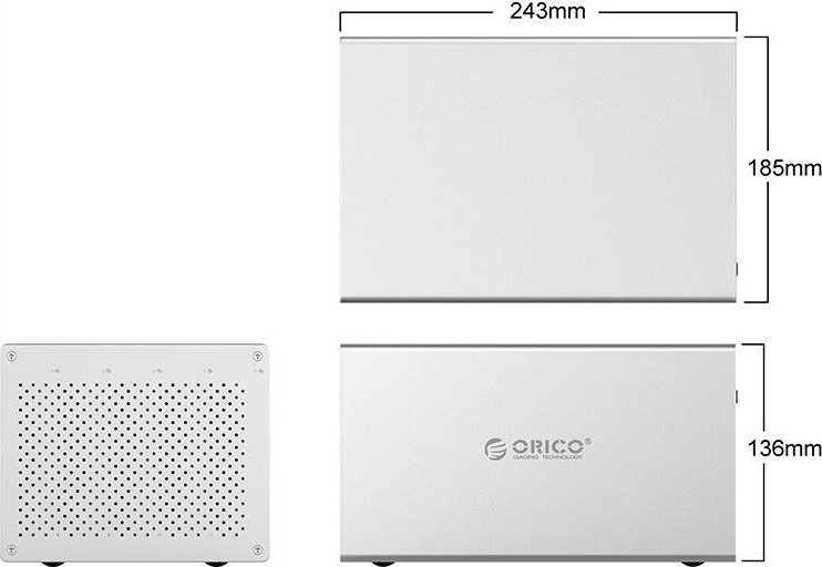 Kuti e jashtme për disk 3.5" Orico WS500RU3, USB 3.0, metalike, argjendi