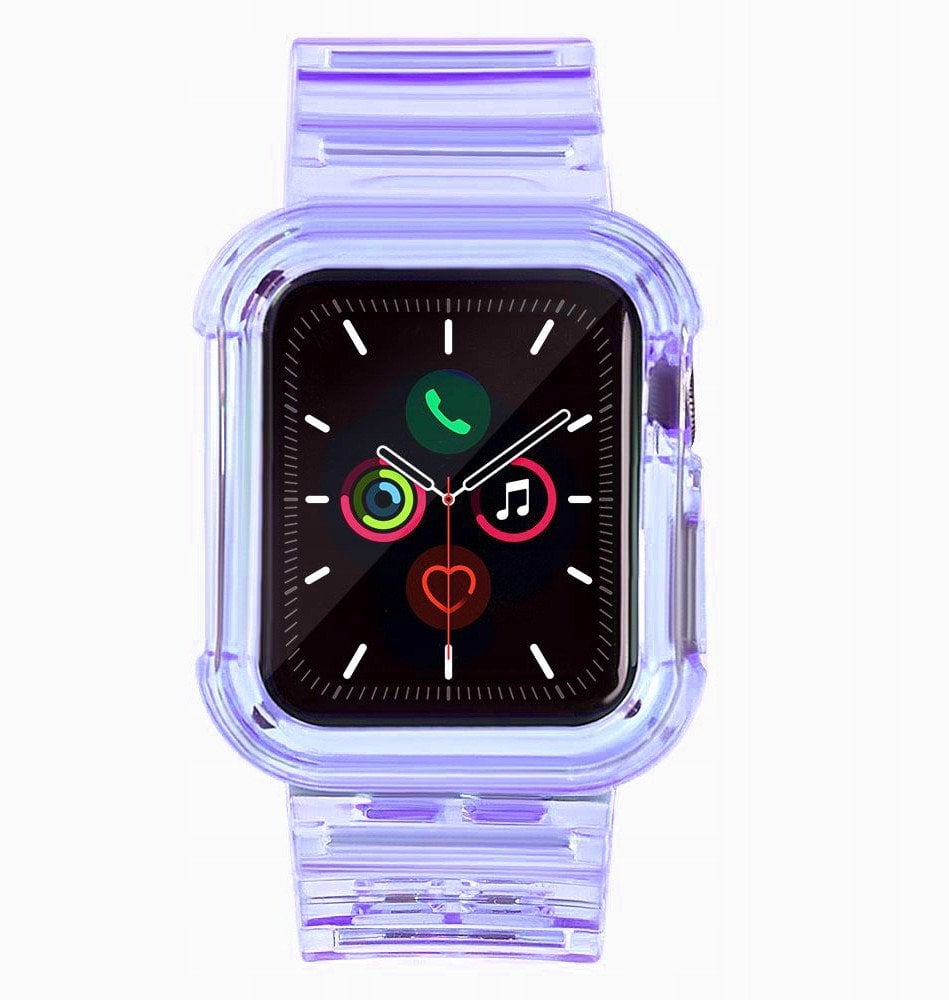 Rrip silikoni me mbrojtëse Hurtel për Apple Watch 42mm, TPU, transparent vjollcë