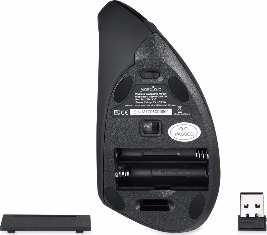 Maus Perixx Perimice-713L, për majtakë, wireless, USB, i zi