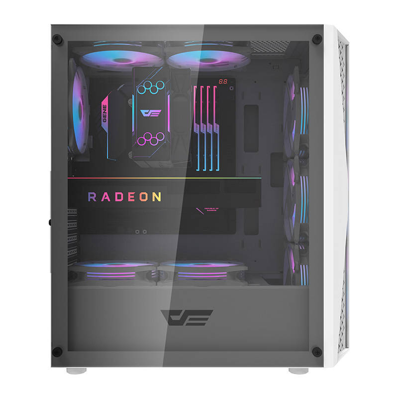 Kuti PC Darkflash DK352 Plus, ATX Mid Tower, 4 ventilatorë RGB, e bardhë