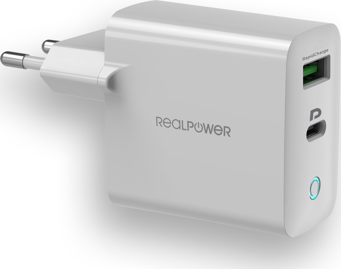 Karikues muri RealPower PC-20, USB Type C, karikim i shpejtë, i bardhë