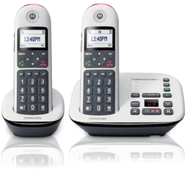 Telefon pa kabllo Beafon Motorola CD5012 Voice Twin, sekretari telefonike, 2 receptorë, i bardhë gri