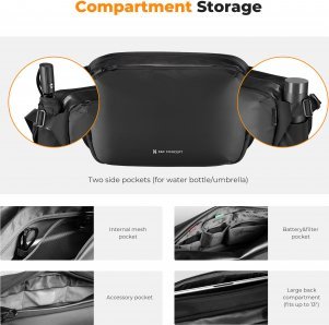 Раменa торба за фотоапарат K&amp;F Concept Urban Wander 01, 12L, водоотпорна, црна