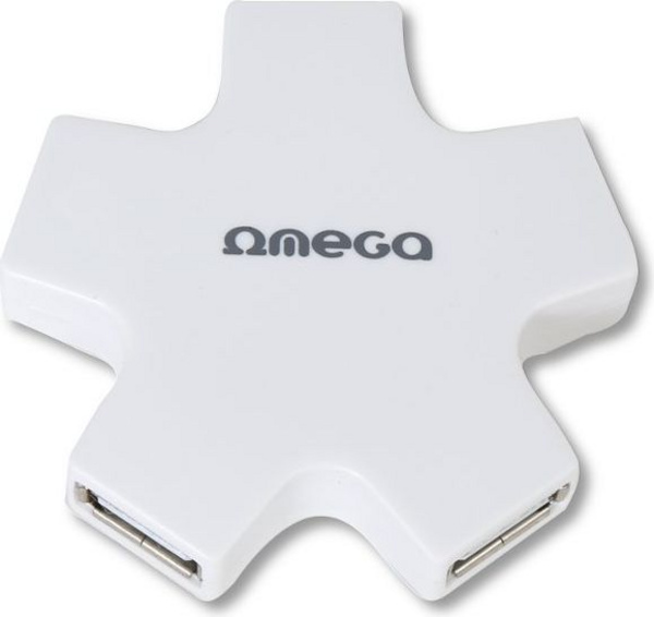 USB Hub Omega, 4 porte, USB 2.0, e bardhë
