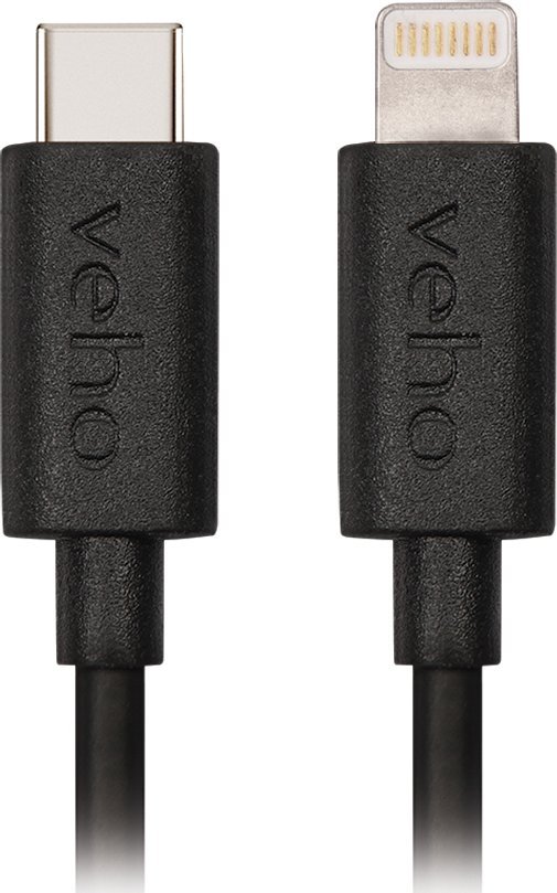 Kabllo karikimi Veho USB C në Lightning, 1m, i zi