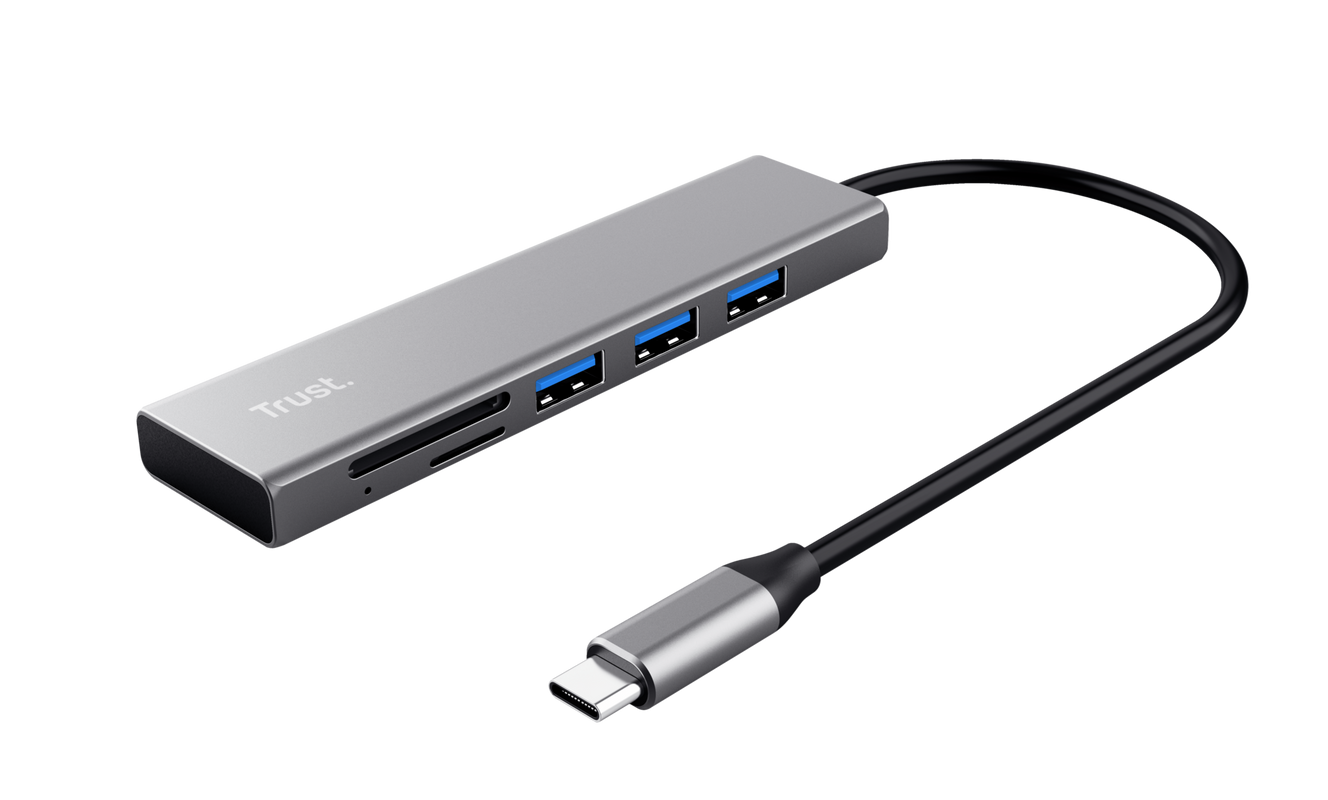 USB Hub Trust Halyx, micro SD, USB-C, e argjendtë