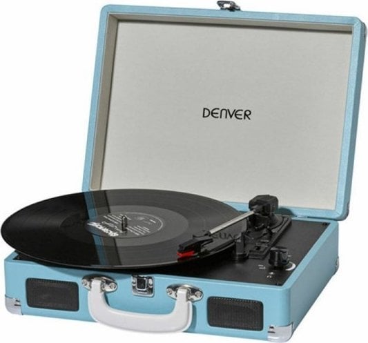 Gramafon Denver VPL-120, valixhe portative, me altoparlantë, blu