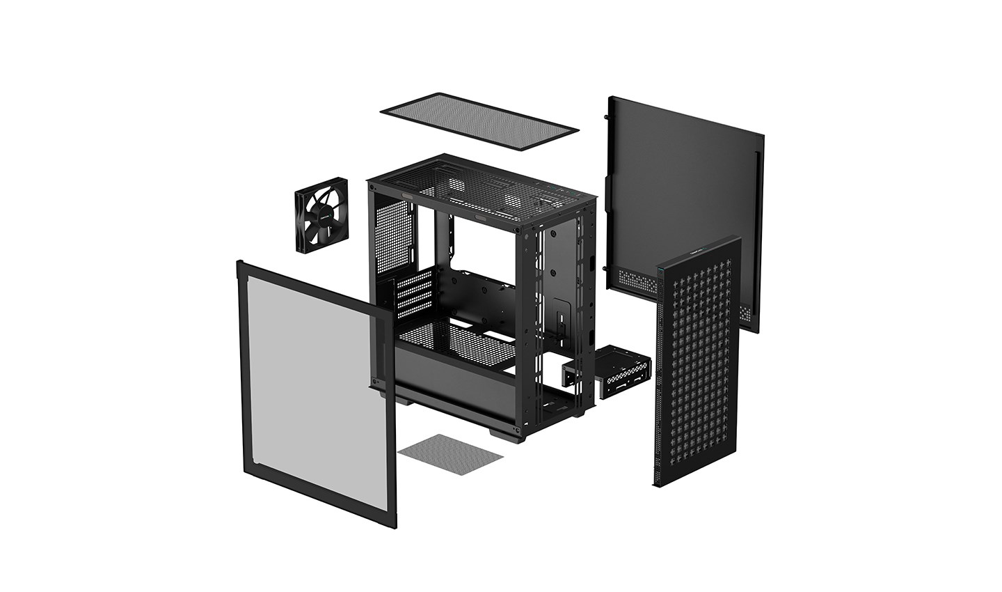 Kuti PC Deepcool CH370 Mini Tower, ATX, USB 3.0, e zezë