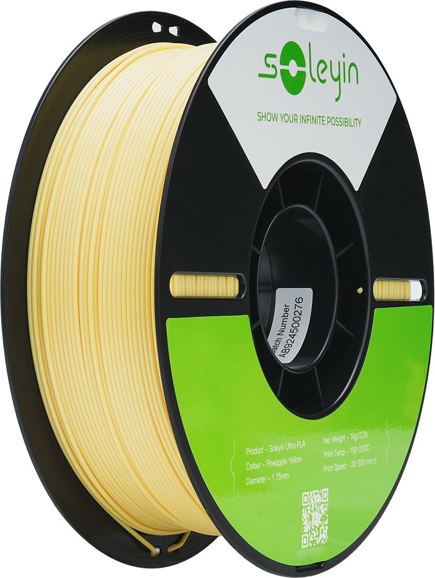 Filament 3D Creality Soleyin Ultra PLA, 1.75mm, 1.29kg, i verdhë
