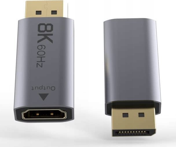 Adapter video PremiumCord HDMI 2.1 në DisplayPort 1.4, 8K 60Hz, 4K 144Hz, gri Space