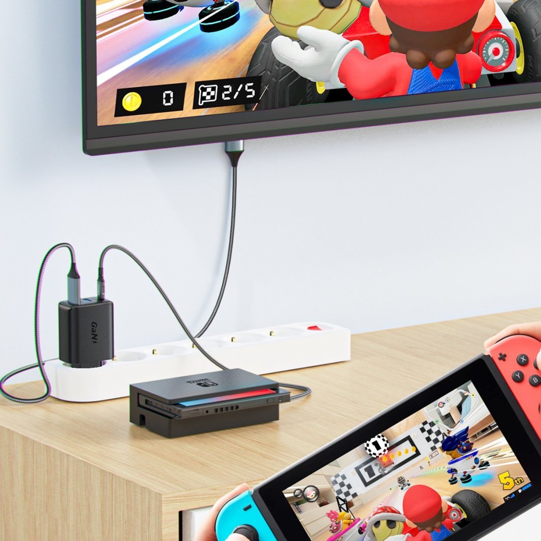 Karikues Acefast 2in1 GaN, 65W, USB A dhe USB C, gri