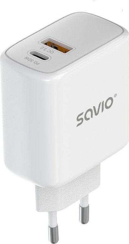 Adaptor karikues Savio LA-10, 30W, Quick Charge PD 3.0, i bardhë
