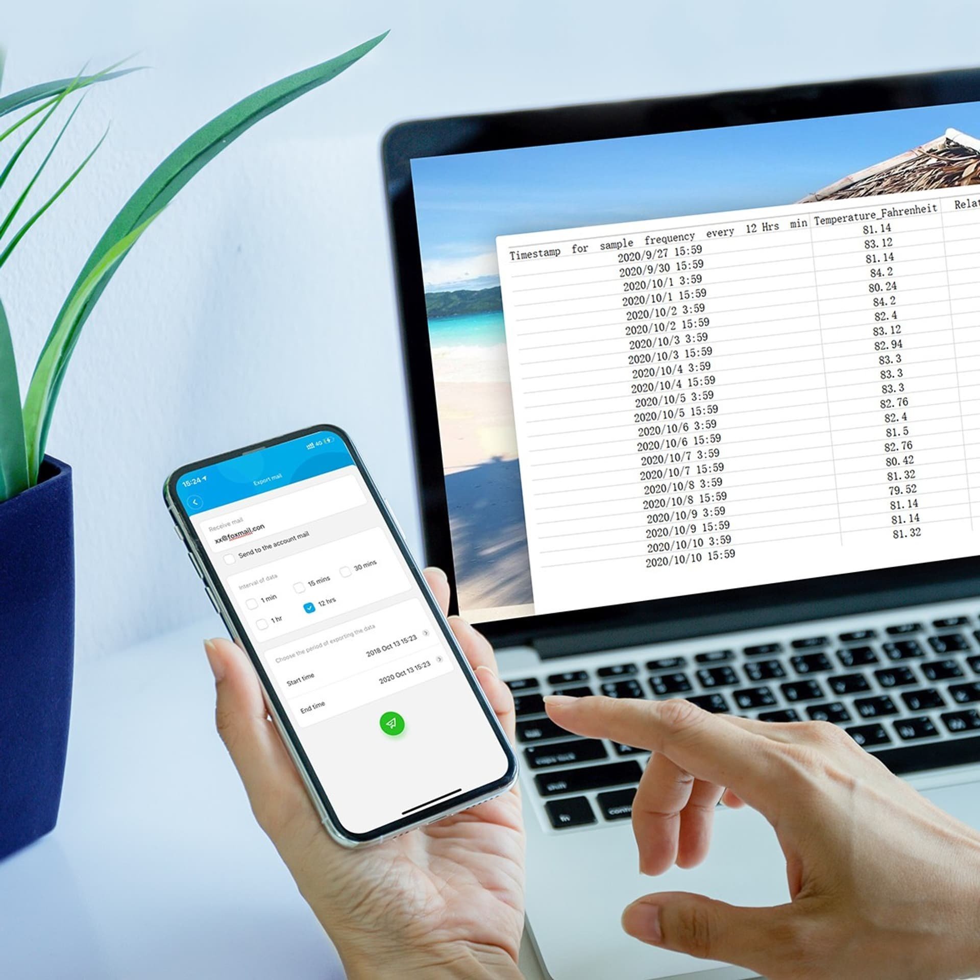 Sensor temperature dhe lagështie Govee H5179, Wi-Fi, monitorim përmes aplikacionit, i bardhë