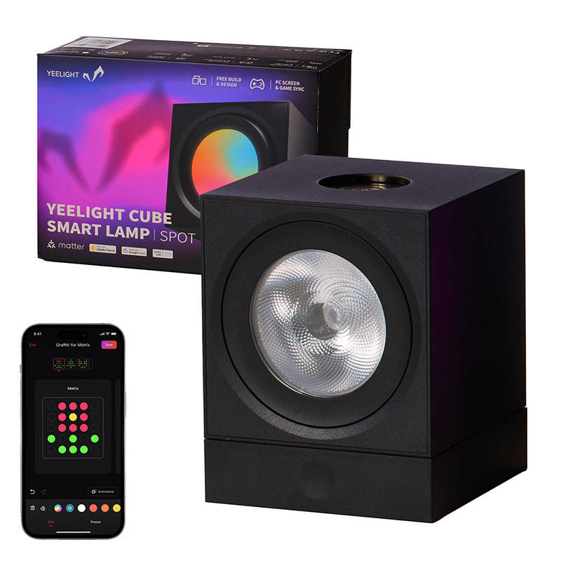 Lampë inteligjente Yeelight Smart Cube YLFWD-0008, RGB, kontroll me aplikacion, e zezë