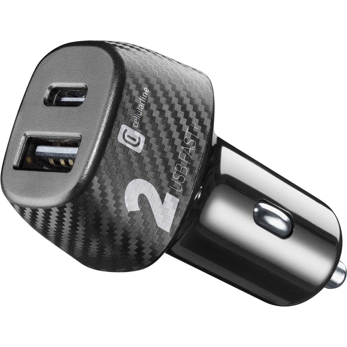 Karikues për veturë Cellularline CBRUSB2PD32WK, 32W 2-PORTE, type-C/ USB-A i zi