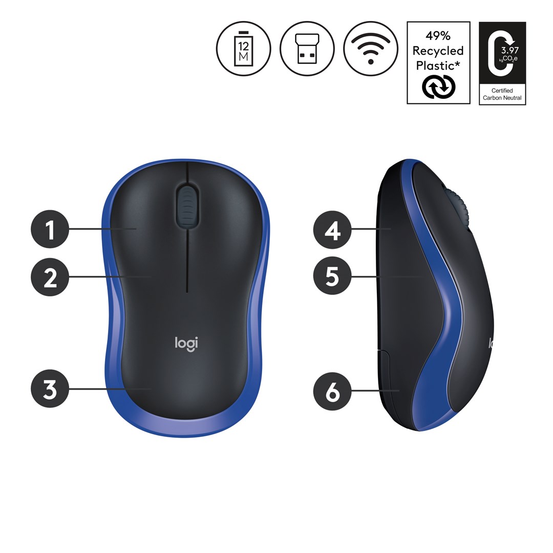 Maus Logitech M185, RF Wireless, i zi