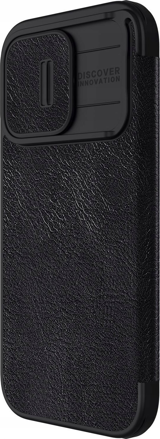 Këllëf libri Nillkin Qin Book Pro për iPhone 15 Pro, lëkurë PU, mbulesë kamere, i zi